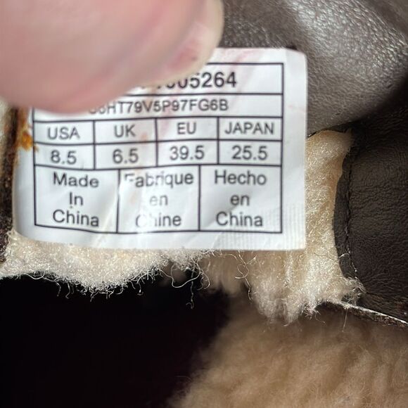 UGG Australia Women's Kesey Tobacco Brown Sherpa Trim Lace Up Ankle Boots Sz 8.5 - Picture 6 of 7